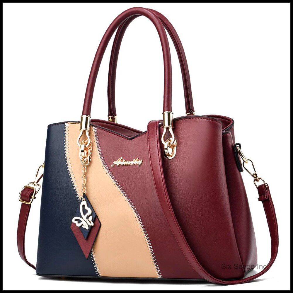 Pu Leather Tote Satchel Crossbody Shoulder Bag Elegant Chic Versatile Carry